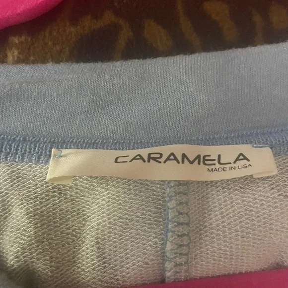 Light Blue V-Neck Short Sleeve Animal Spot Tee for sleep - Picture 5 of 5